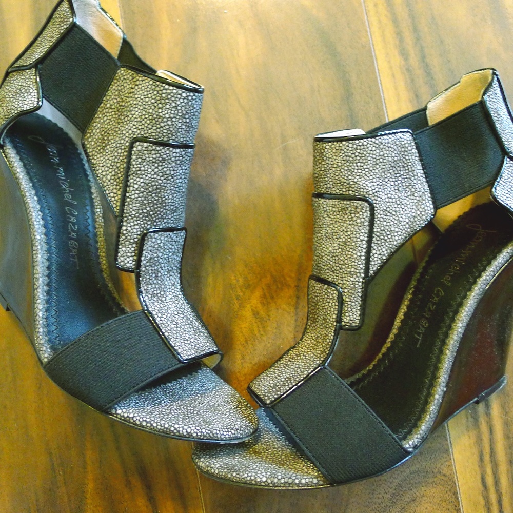 {Jean-Michel Cazabat} Petra Wedge Sandals - Sz 37 1/2